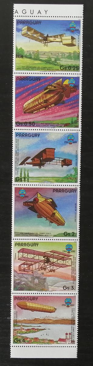 Paraguay 1984 Mi.3698-3 200 let prvního letu, letadla v pásce