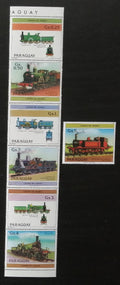 Paraguay 1984 Mi.3779-5 7,5€ Historické parní vlaky, doprava v pásce