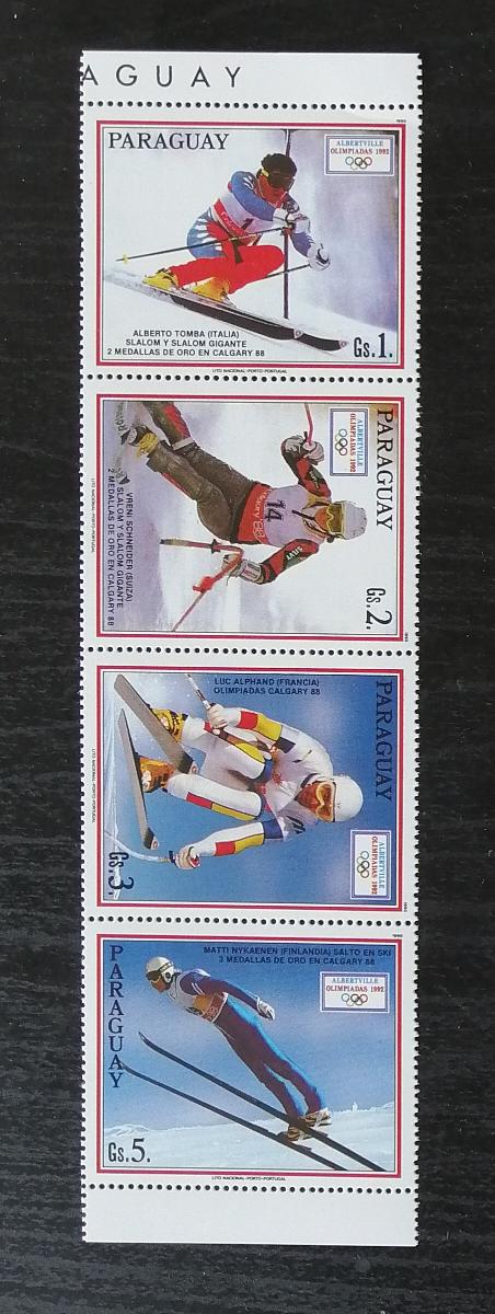 Paraguay 1990 Mi.4471-4 6€ Zimní olympijské hry Francie, sport v pásce