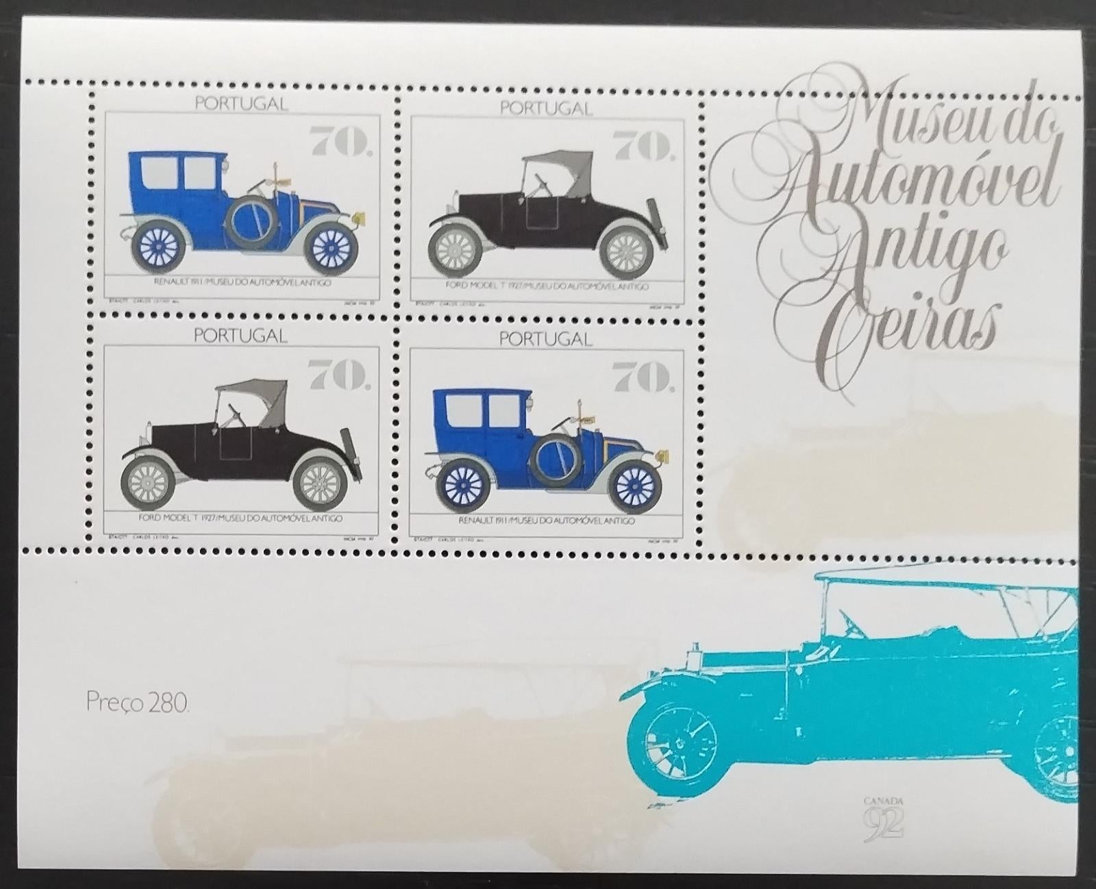 Portugalsko 1992 Sběratelské automobily a auta, Veterány