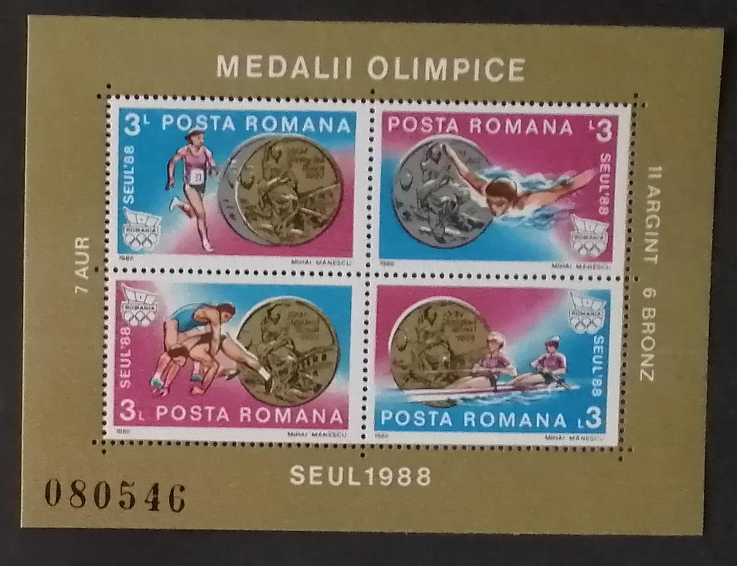 Rumunsko 1988 Bl.251 5€ Medaile za Olympijské hry, sport