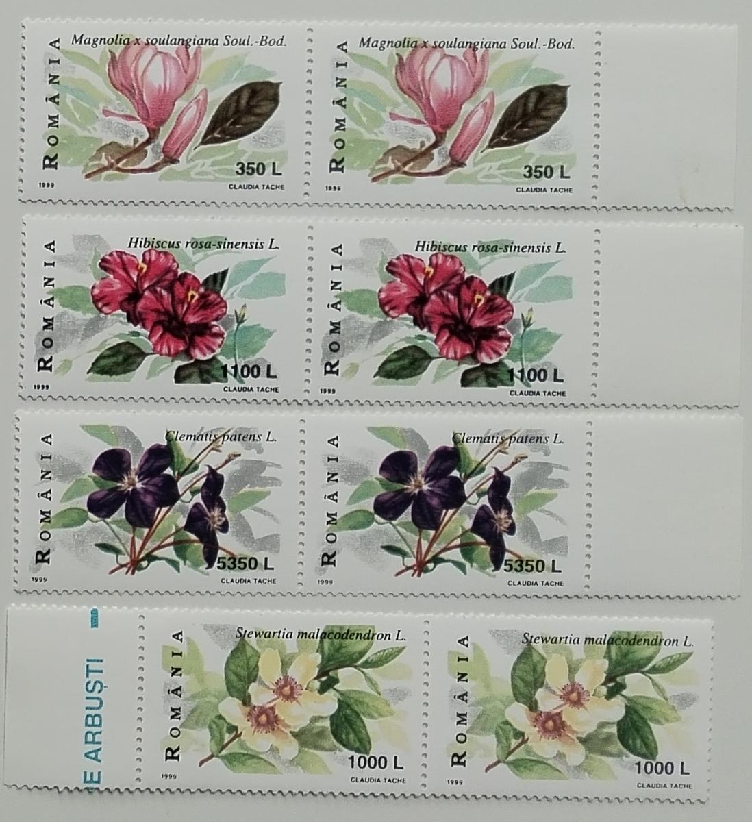 Rumunsko 1999 5€ Květiny a flora, Ibišek, Kamélie, Magnólie PÁRY