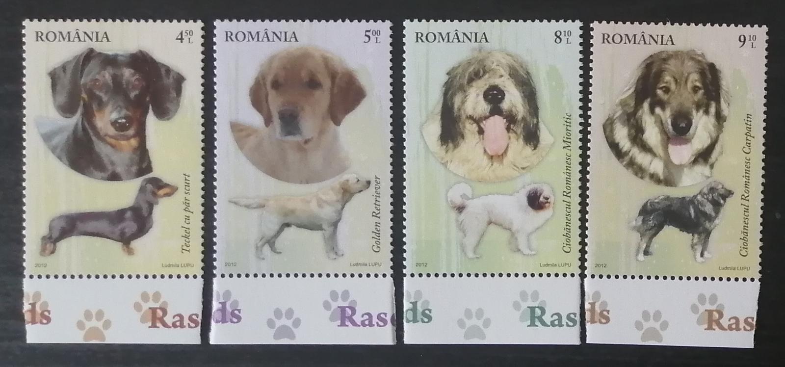 Rumunsko 2012 Mi.6640-3 20€ Plemena psů, psi a domácí fauna