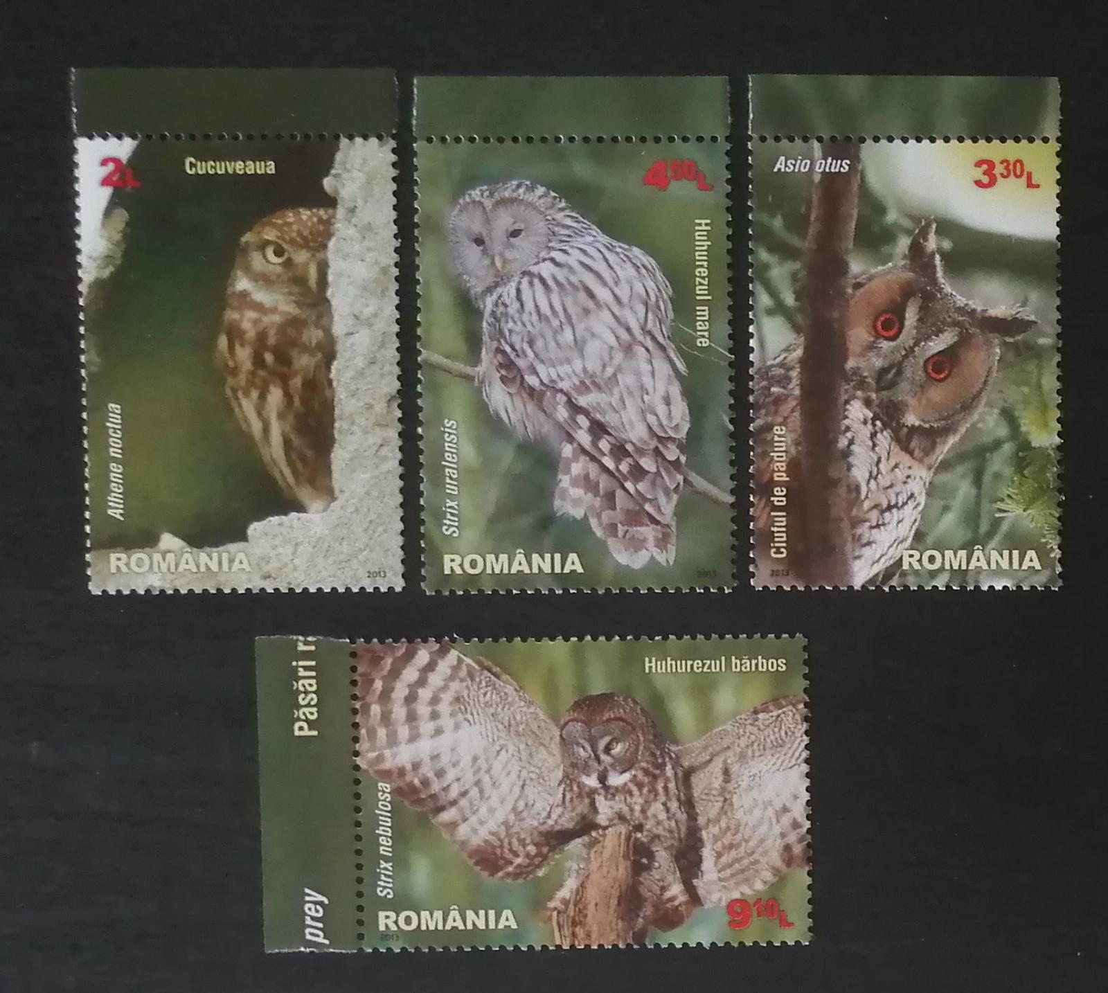 Rumunsko 2013 Mi.6721-4 13€ Sovy, noční ptáci, fauna lesů
