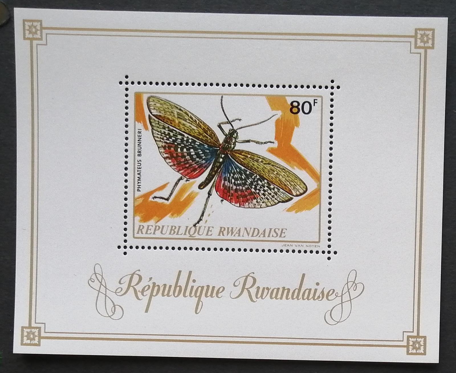 Rwanda 1973 Bl.30 7,5€ Hmyz Afriky, kobylky, fauna