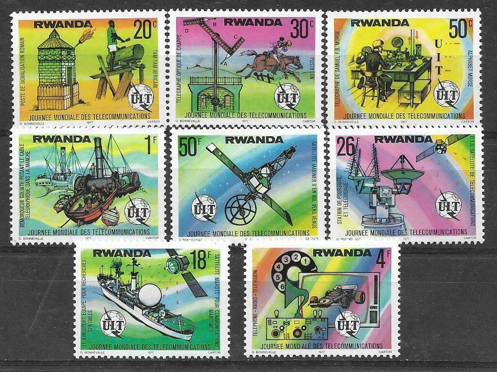 Rwanda 1977 Mi.873-0 4€ Světový den telekomunikace, satelity, lodě