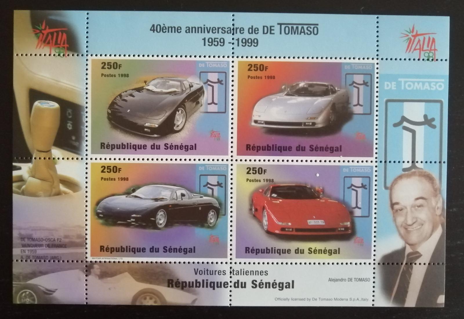 Senegal 1999 Mi.1611-4 11€ - 40 let italských aut De Tomaso, doprava