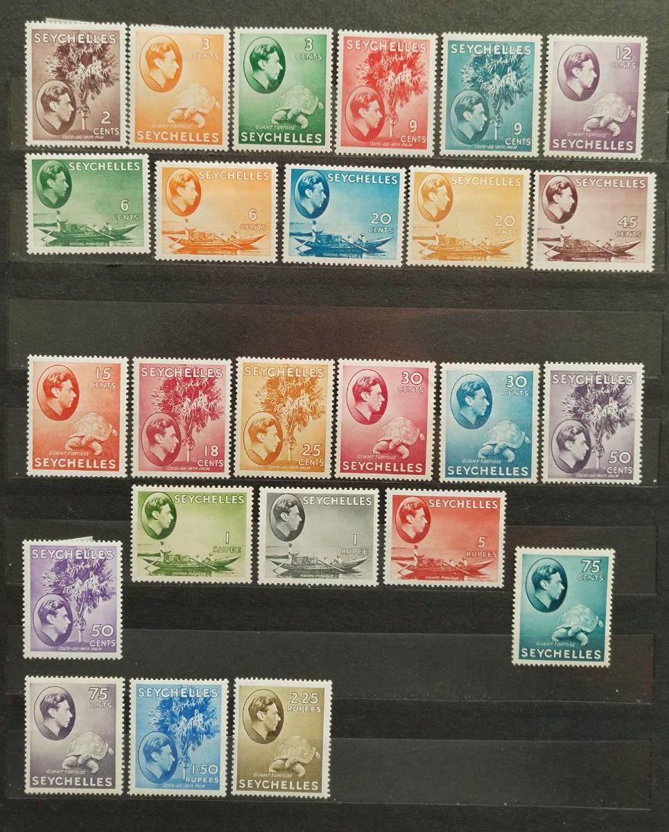 Seychely 1938-9 550£ Komplet definitivy ostrovů, Nejlevnější varianty
