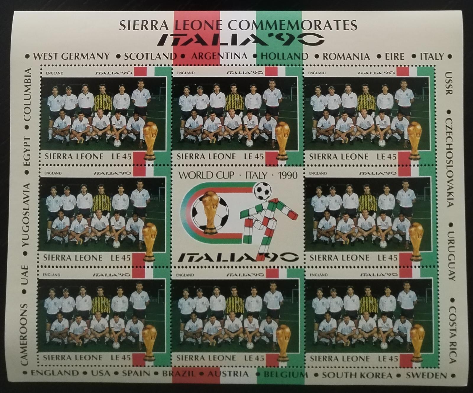 Sierra Leone 1990 Fotbalový pohár Itálie a sport: Anglie