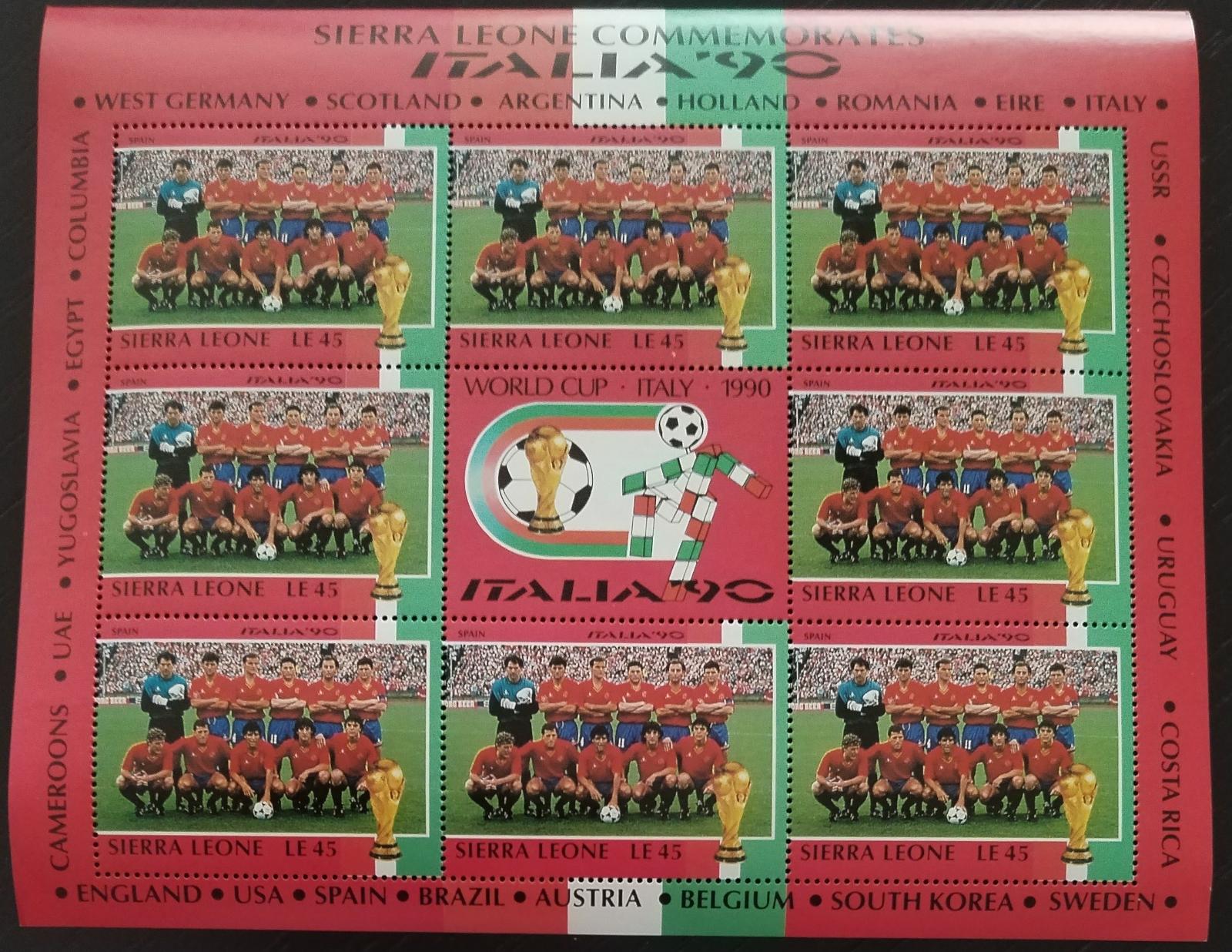 Sierra Leone 1990 Fotbalový pohár Itálie a sport: Španělsko