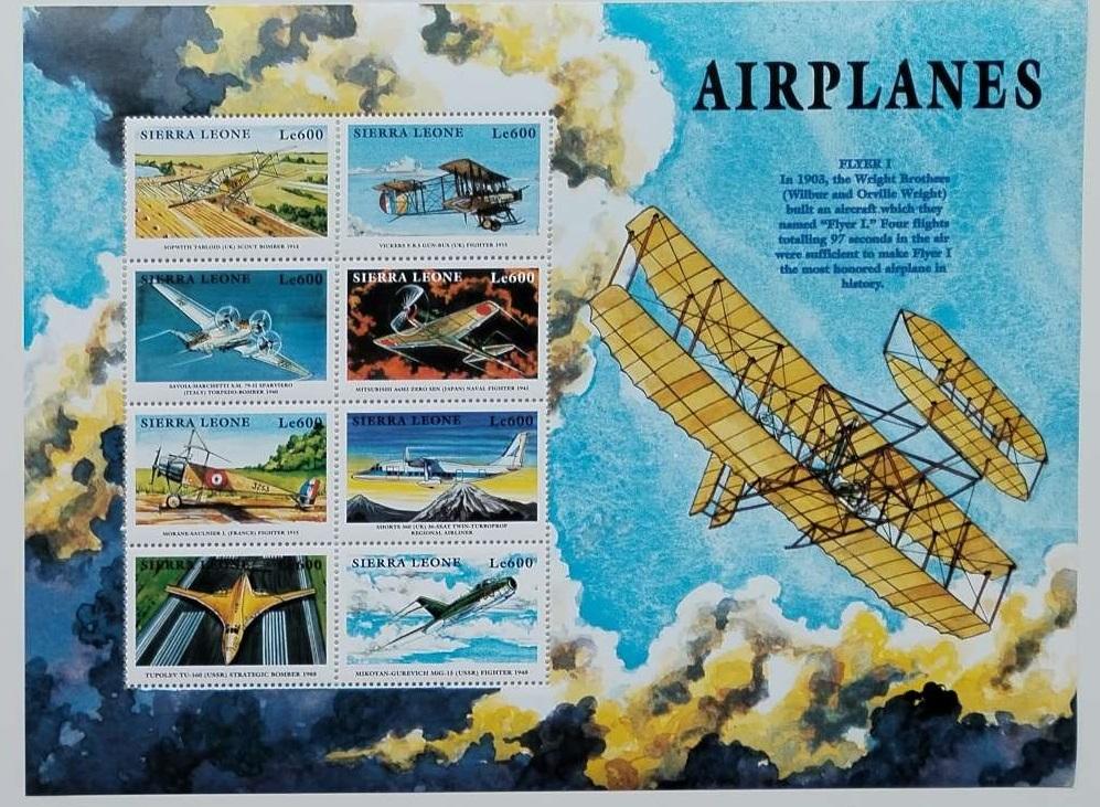 Sierra Leone 1999 8€ Letectví a jeho historie, Letadla