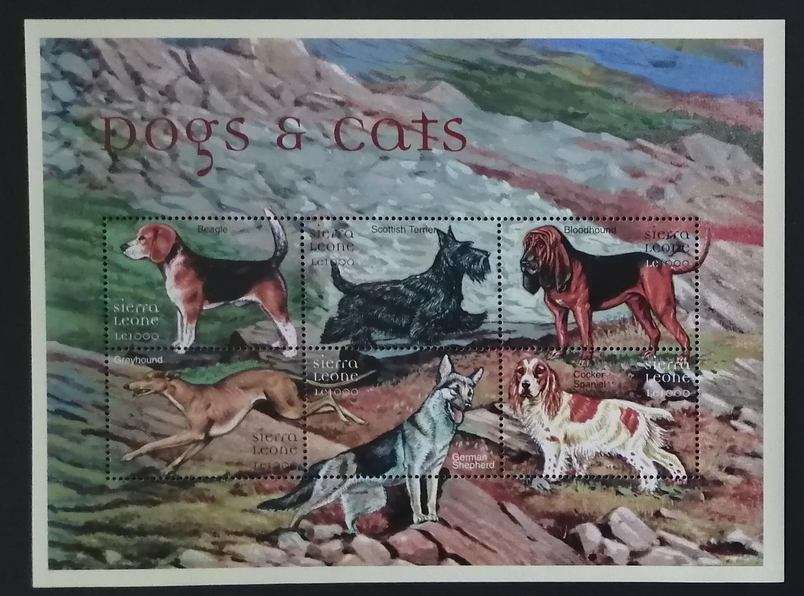 Sierra Leone 2000 Mi.3639-4 10€ Psi a jejich rasy, beagle, ovčák