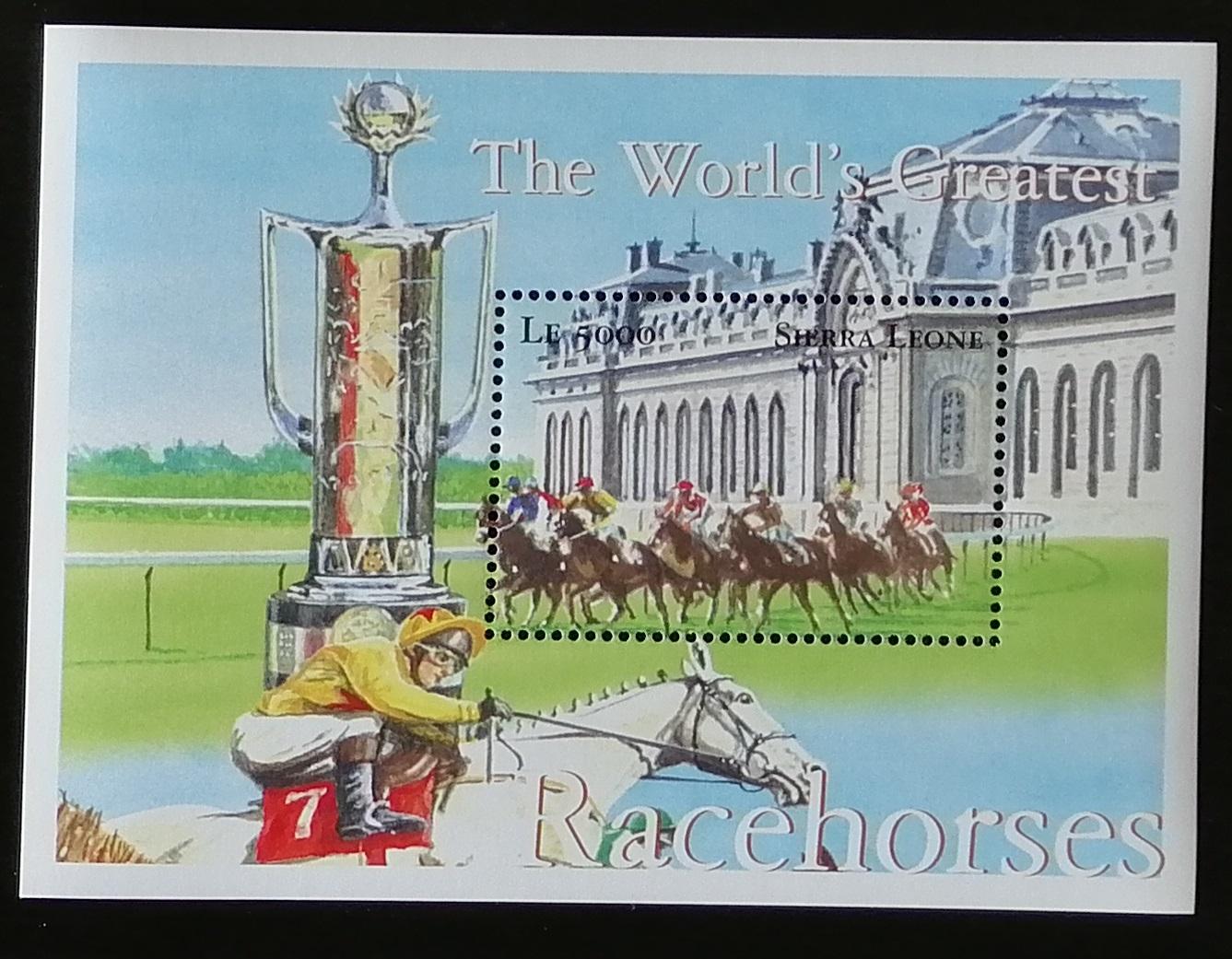Sierra Leone 2001 Bl.501 8,5€ Slavní dostihoví koně, sport