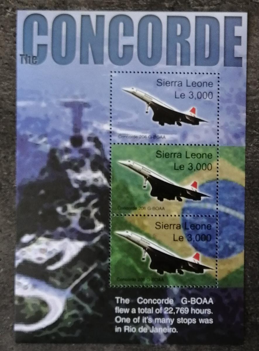 Sierra Leone 2004 8,5€ Poslední let letadla Concorde, Letadla a vlajky