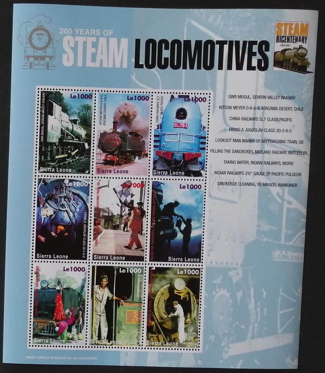 Sierra Leone 2004 Mi.4717-5 8€ 200 let parních vlaků, lokomotivy