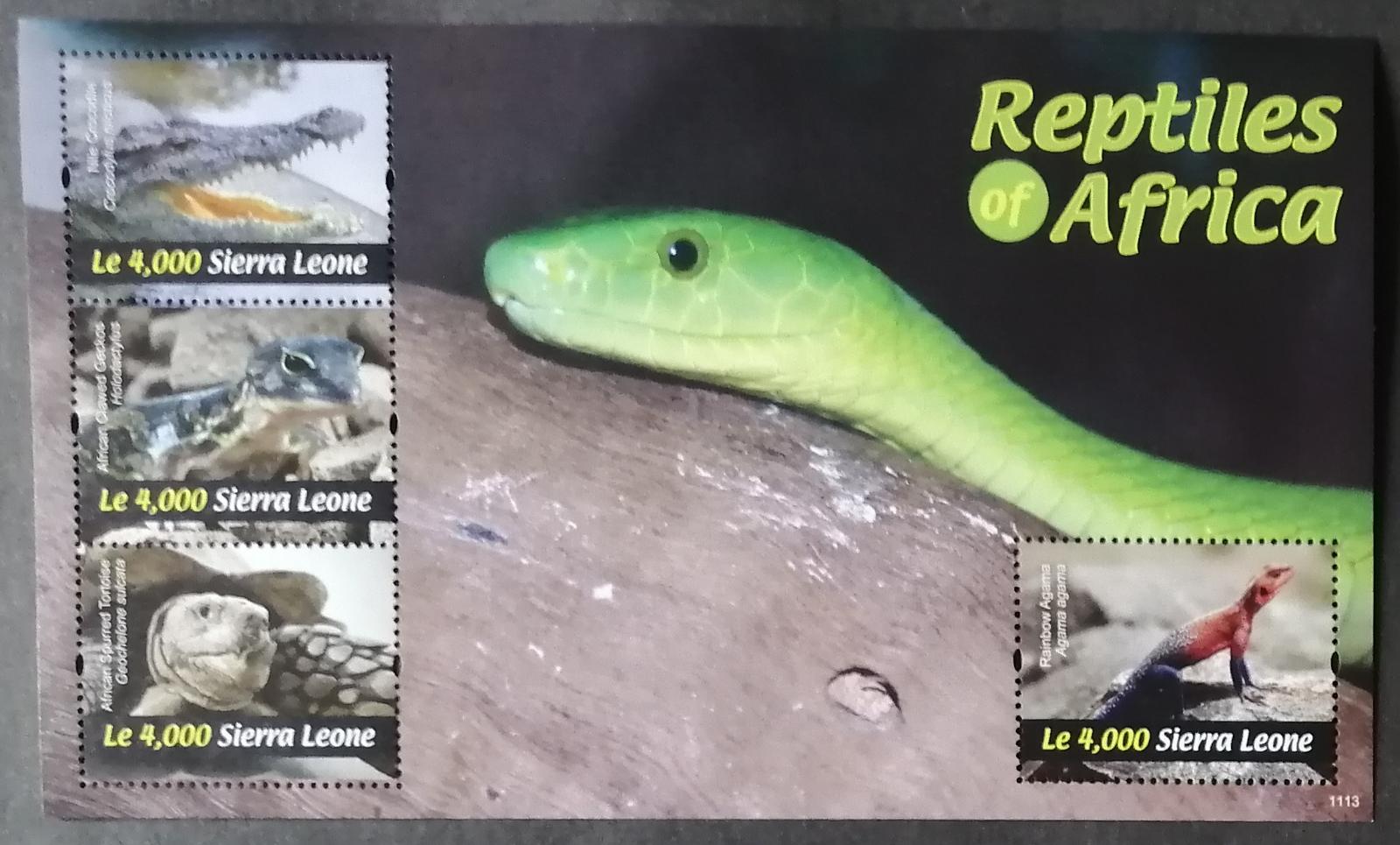 Sierra Leone 2011 Mi.5476-9 10€ Krokodýli, hadi a plazi Afriky