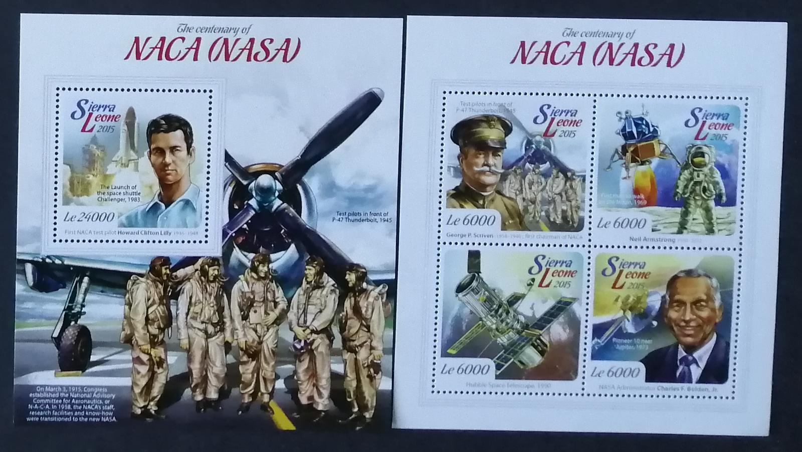 Sierra Leone 2015 Mi.6133-6+Bl.761 22€ Století NASA, rakety a vesmír