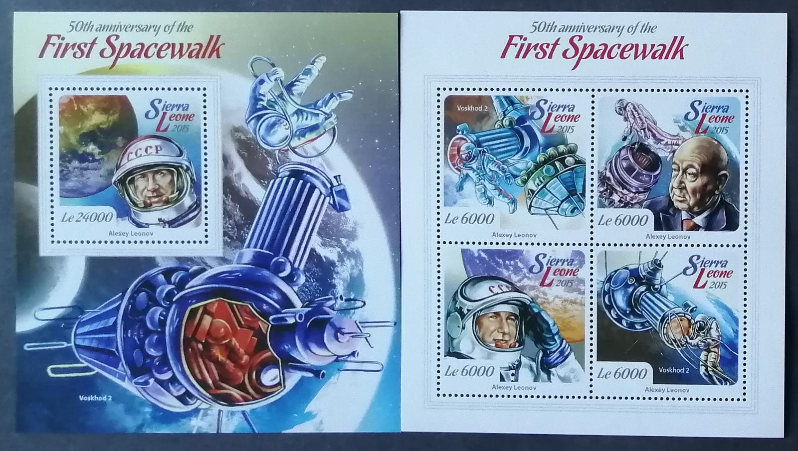 Sierra Leone 2015 Mi.6153-6+Bl.765 22€ 50 let chůze ve vesmíru, Leonov
