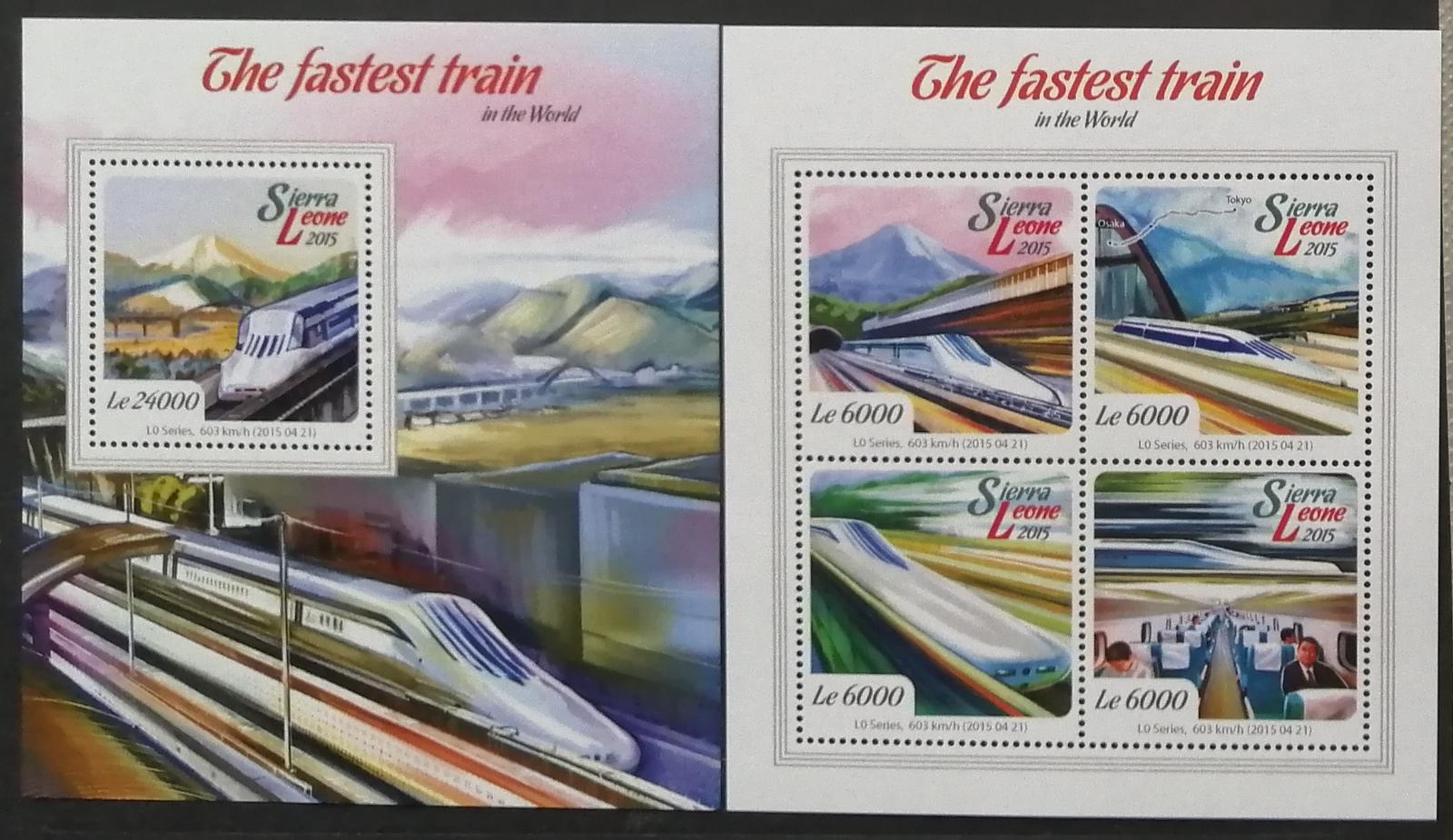 Sierra Leone 2015 Mi.6158-1+Bl.766 22€ - Nejrychlejší vlak světa