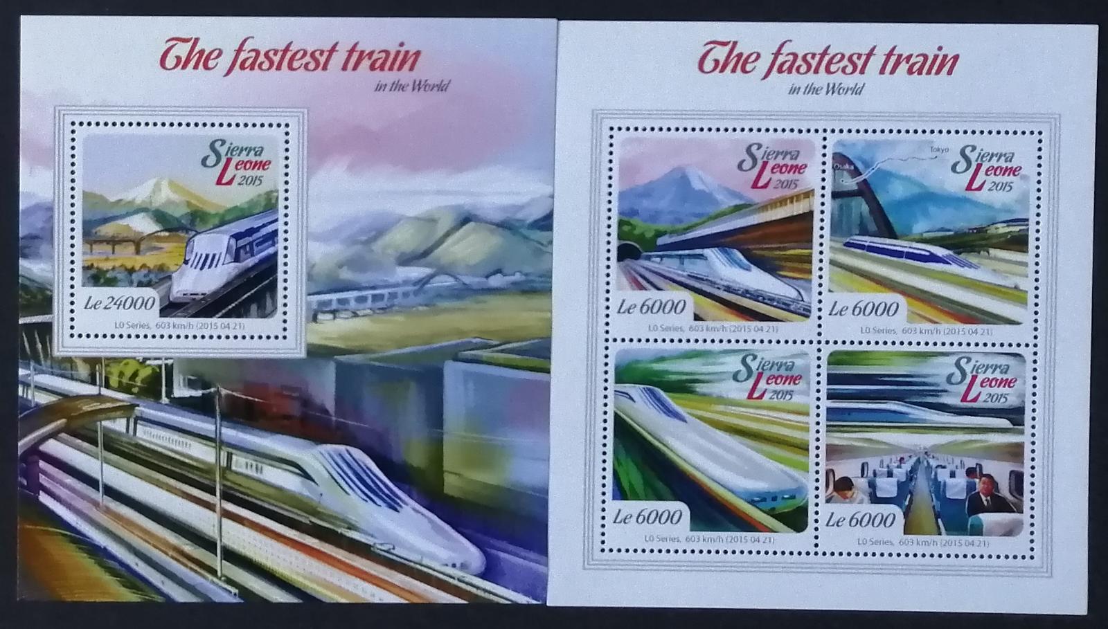 Sierra Leone 2015 Mi.6158-1+Bl.766 22€ Shinkansen, vlaky a lokomotivy