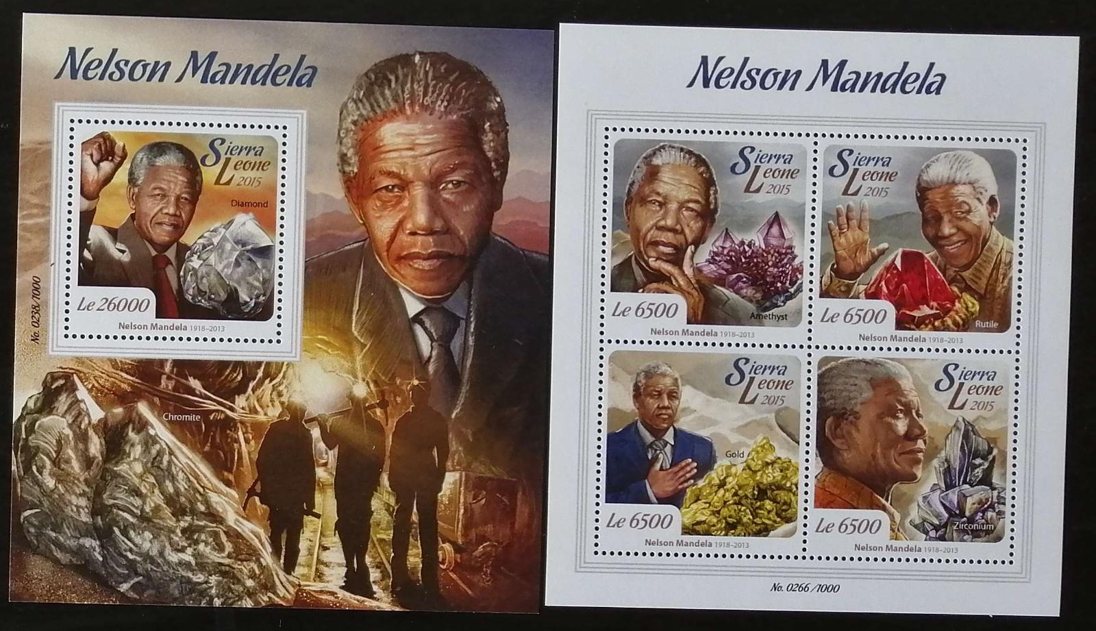 Sierra Leone 2015 Mi.6183-6+Bl.771 24€ 25 let svobody Mandely,minerály