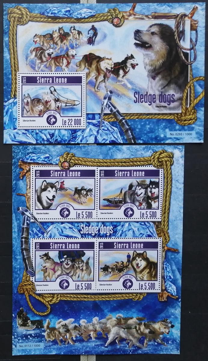 Sierra Leone 2015 Mi.6204-7+Bl.775 22€ - Psi a sáně, fauna a doprava