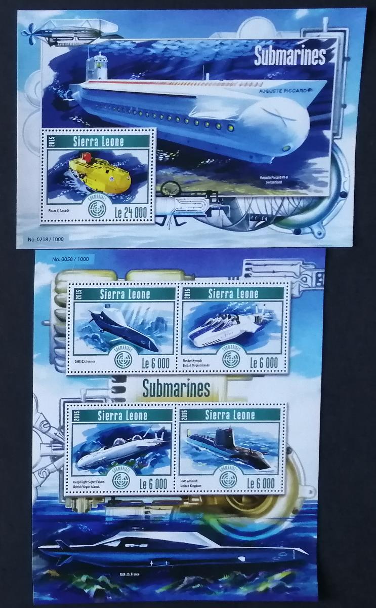 Sierra Leone 2015 Mi.6214-7+Bl.777 22€ Ponorky a moderní lodě