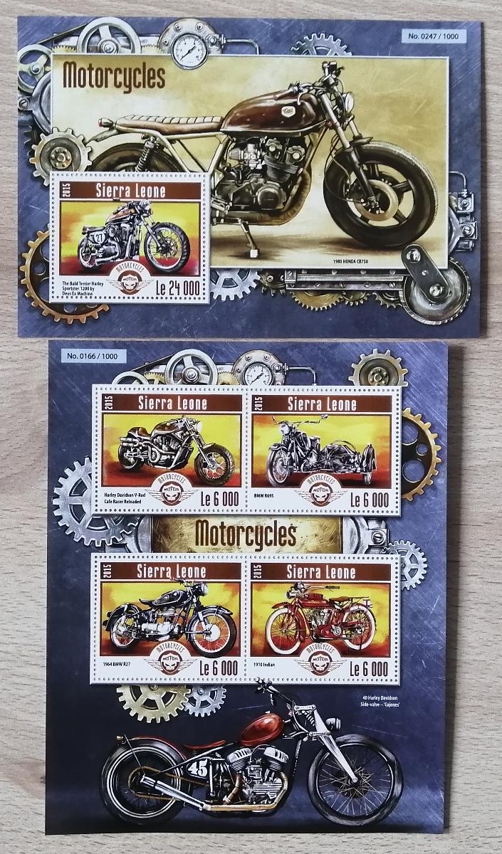 Sierra Leone 2015 Mi.6249-2+Bl.784 22€ Historické motorky, motocykly