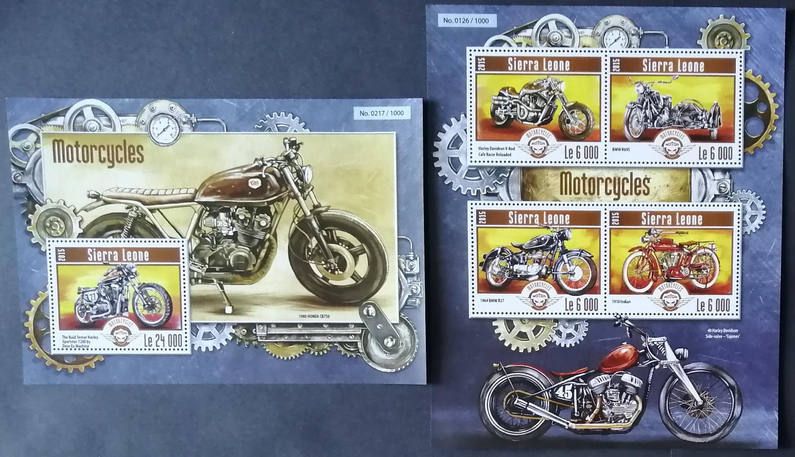 Sierra Leone 2015 Mi.6249-2+Bl.784 22€ Motorky, motocykly, Harley