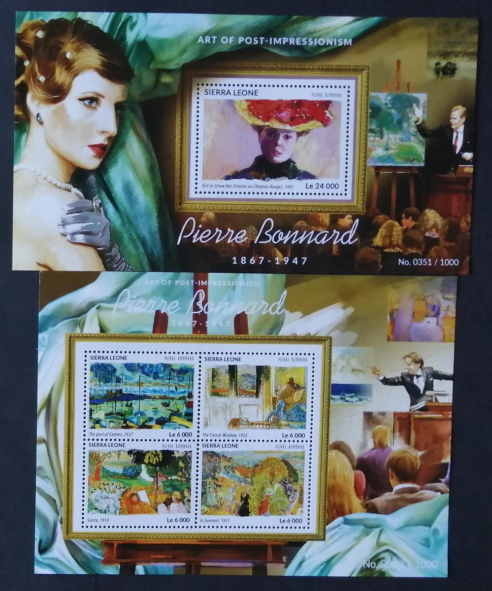 Sierra Leone 2015 Mi.6480-3+Bl.832 22€ Umění impresionismu, Bonnard