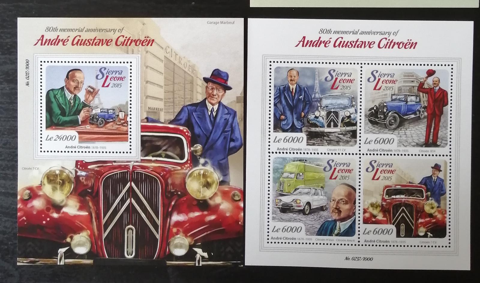 Sierra Leone 2015 Mi.6778-1+Bl.888 22€ 80 let smrti Citroena, auta