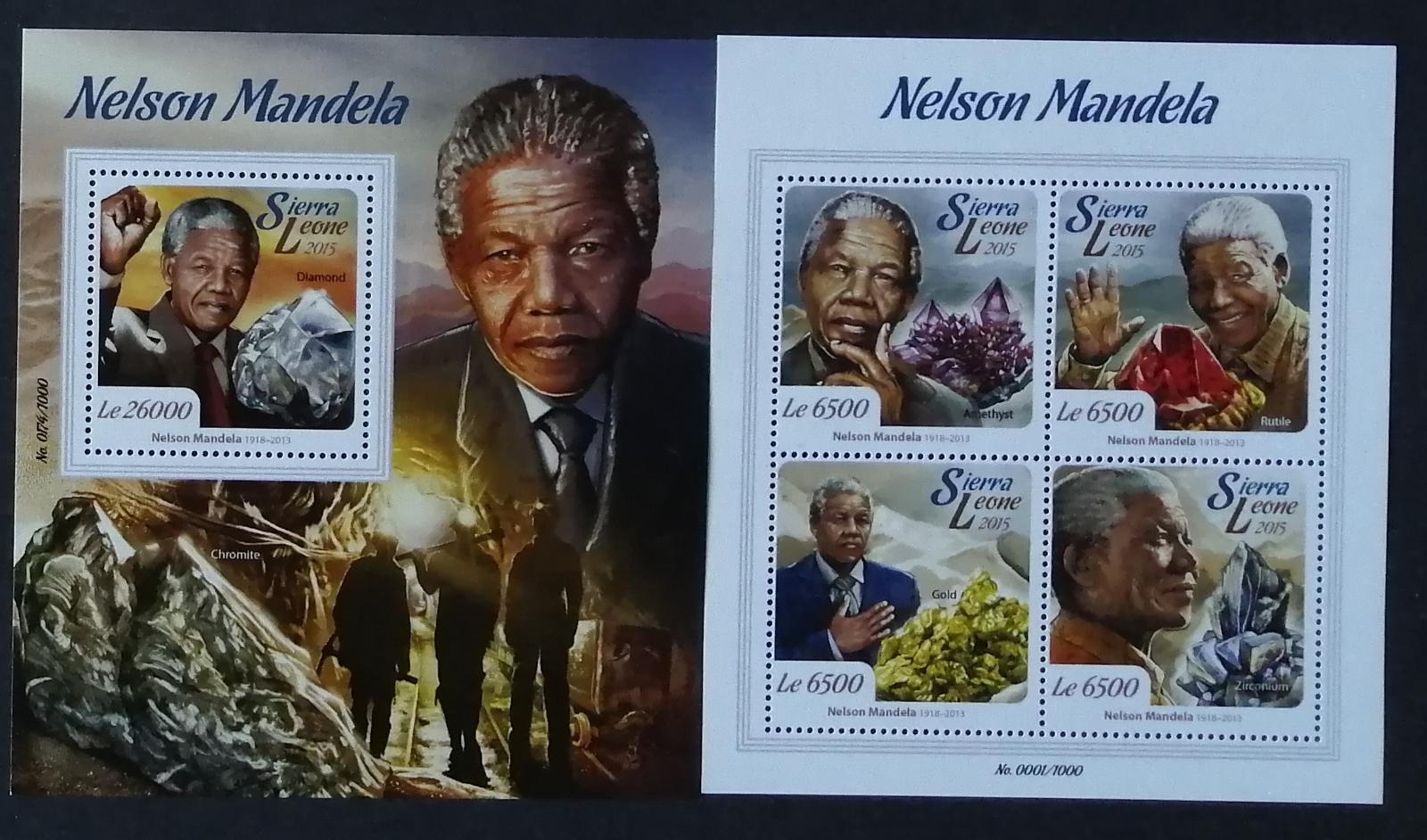 Sierra Leone 2015 Mi.6798-1+Bl.892 24€ Mandela a minerály Afriky