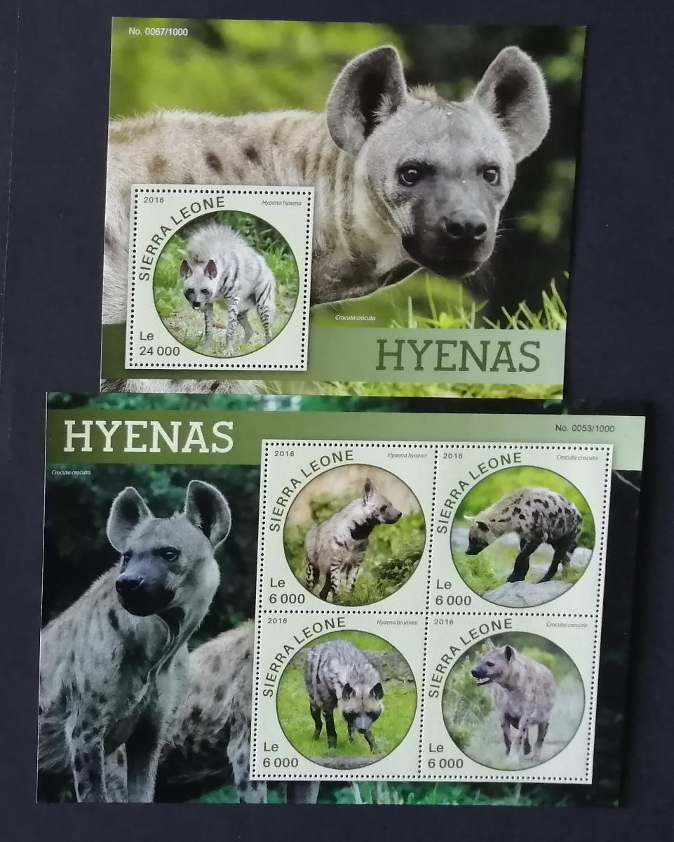 Sierra Leone 2016 Mi.6893-6+Bl.911 22€ Fauna Afriky, Hyeny, psi