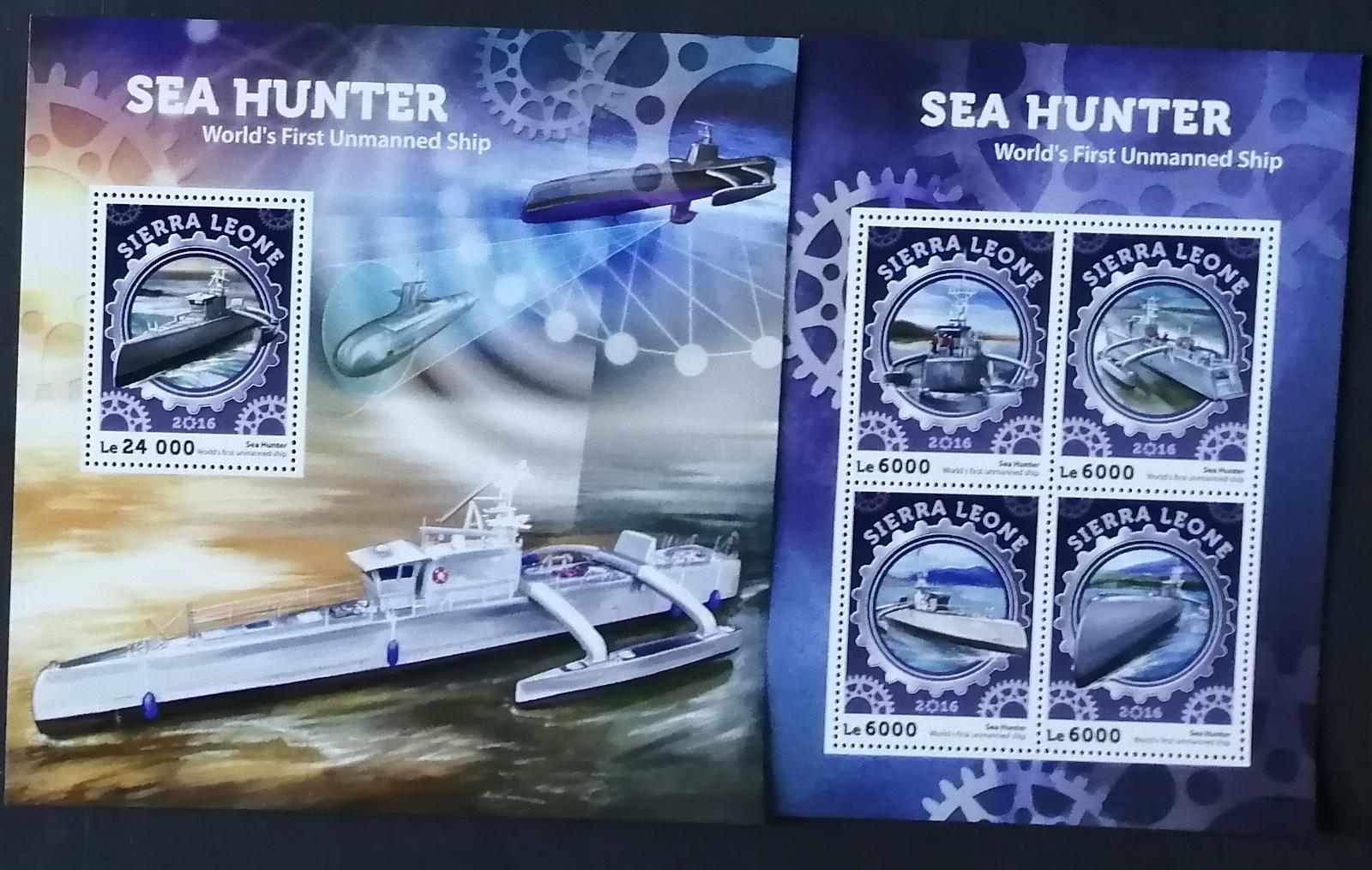 Sierra Leone 2016 Mi.7118-1+Bl.956 22€ 'Sea Hunter' bezpilotní lodě