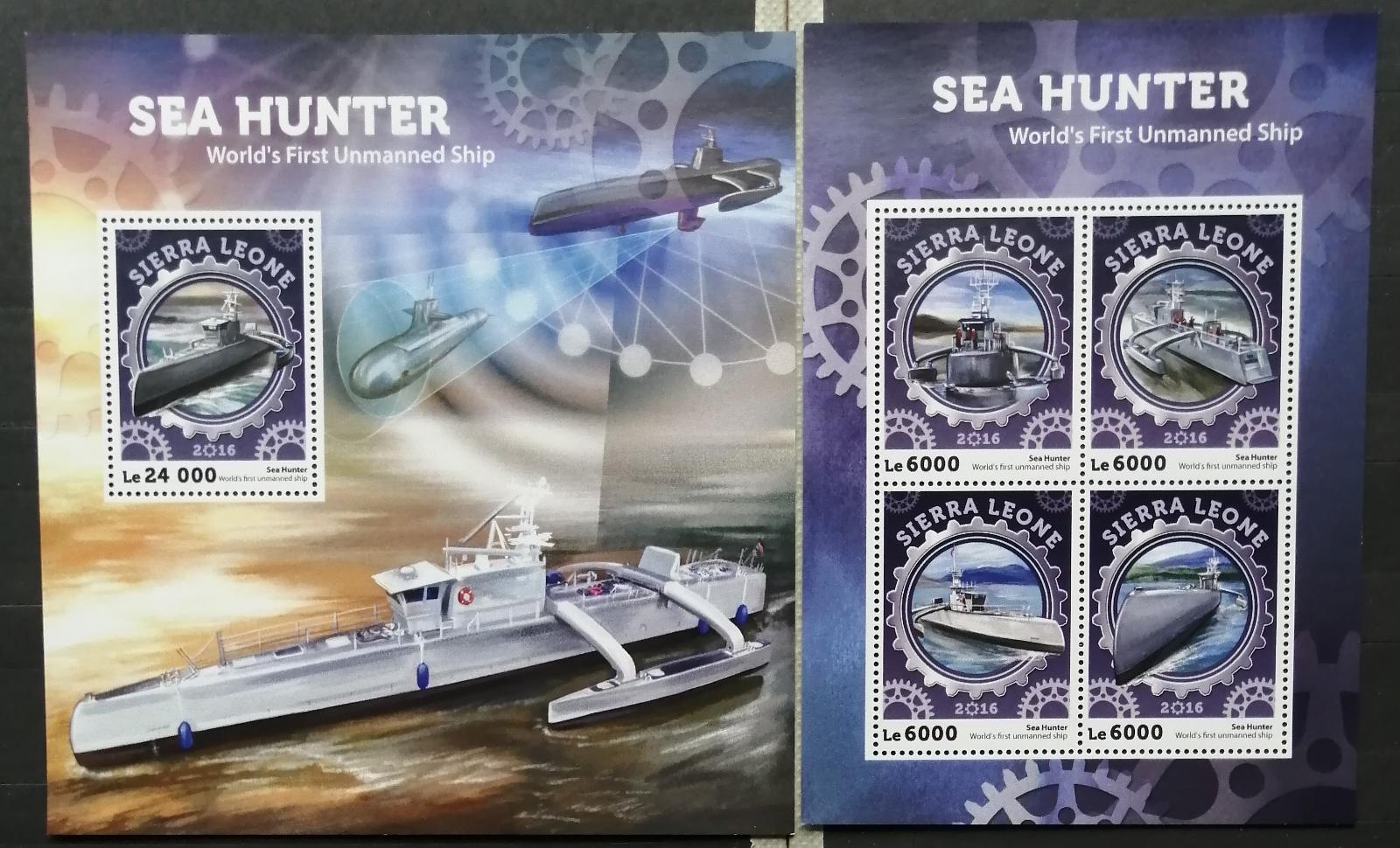 Sierra Leone 2016 Mi.7118-1+Bl.956 22€ - Sea Hunter, lodě a ponorky