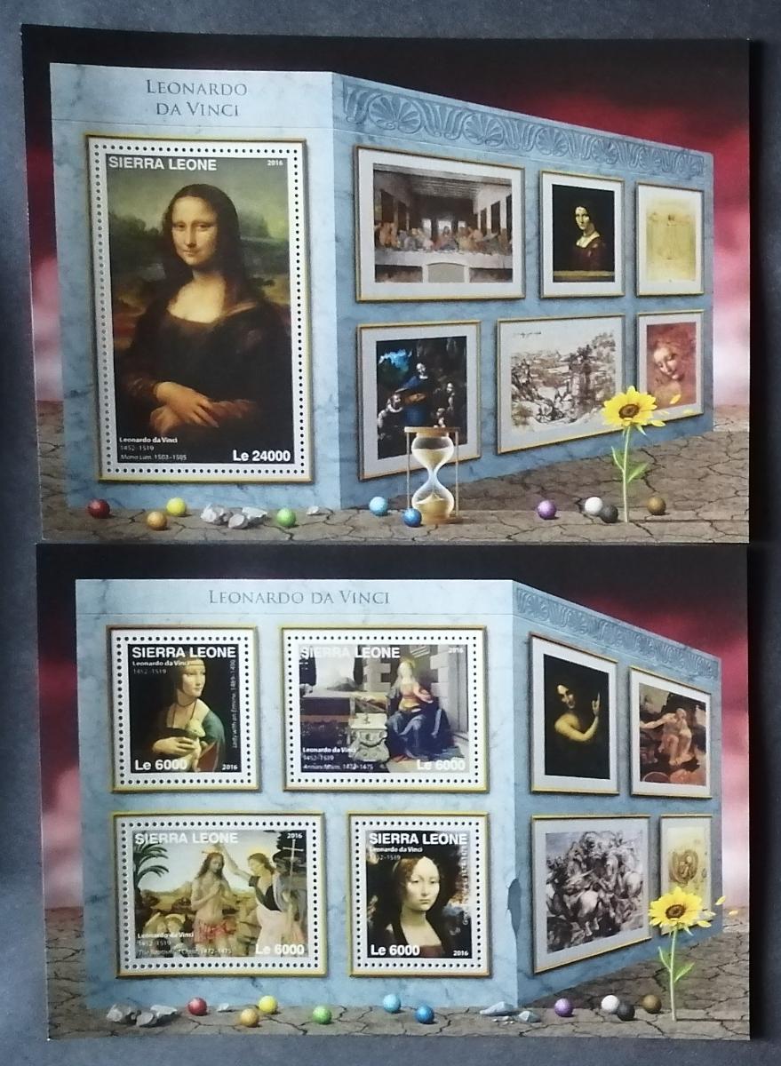 Sierra Leone 2016 Mi.7323-6+Bl.997 22€ Leonardo da Vinci a jeho umění