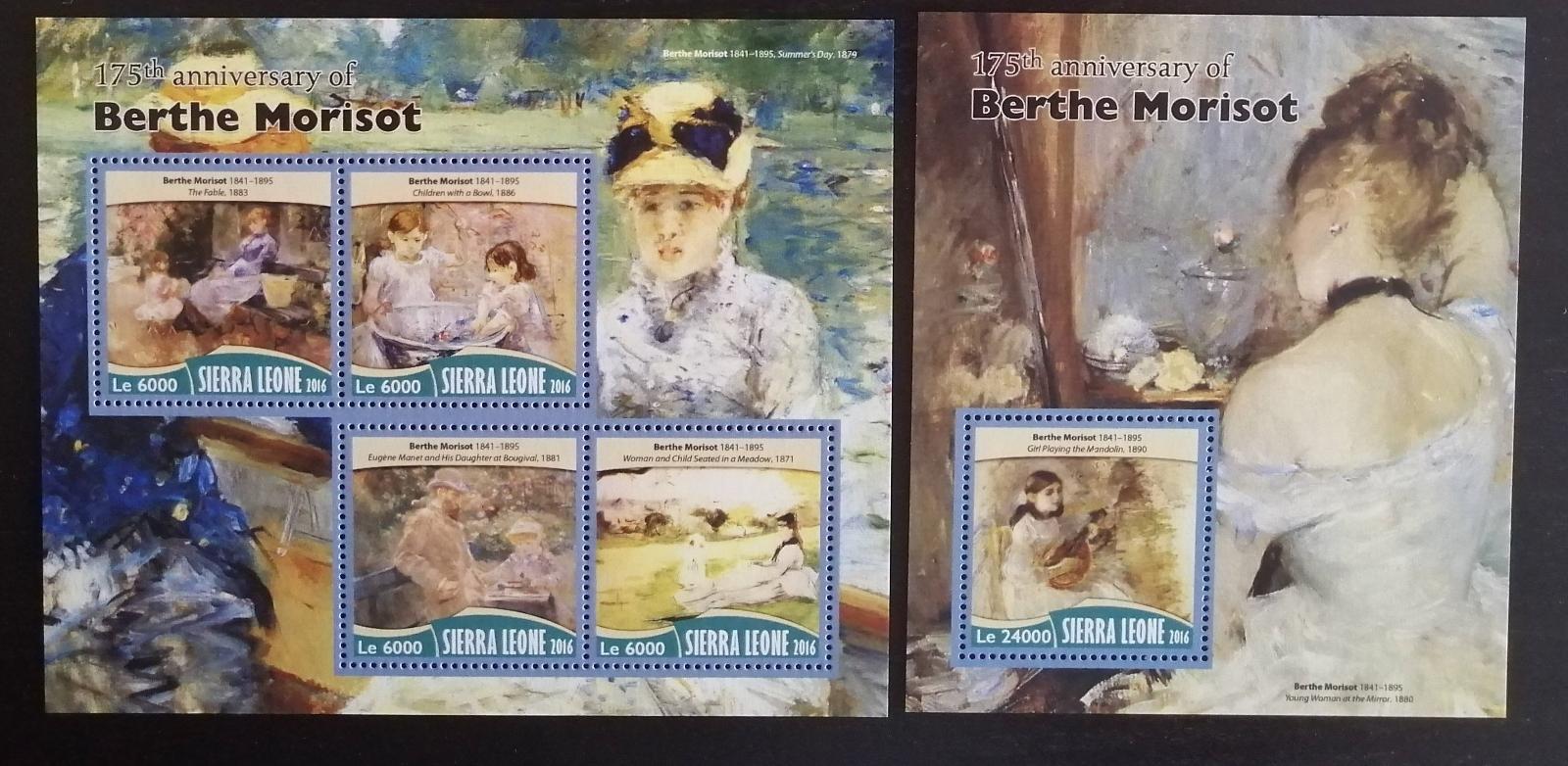 Sierra Leone 2016 Mi.7428-1+Bl.1018 22€- 175l malířky B.Morisot, umění