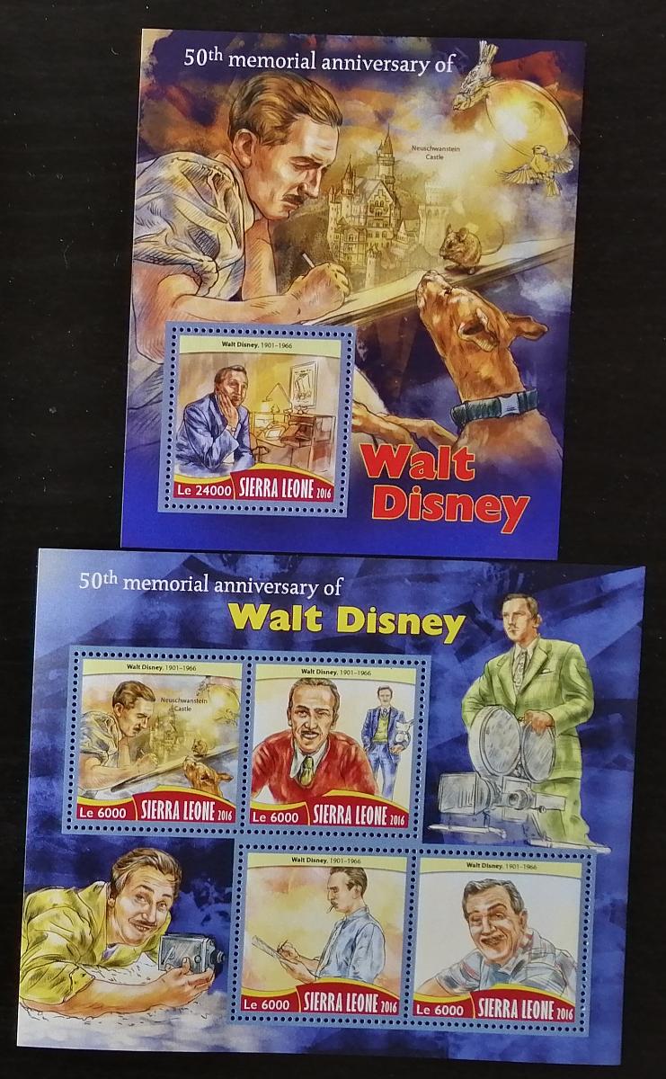 Sierra Leone 2016 Mi.7453-6+Bl.1023 22€ 50 let smrti Walta Disneyho