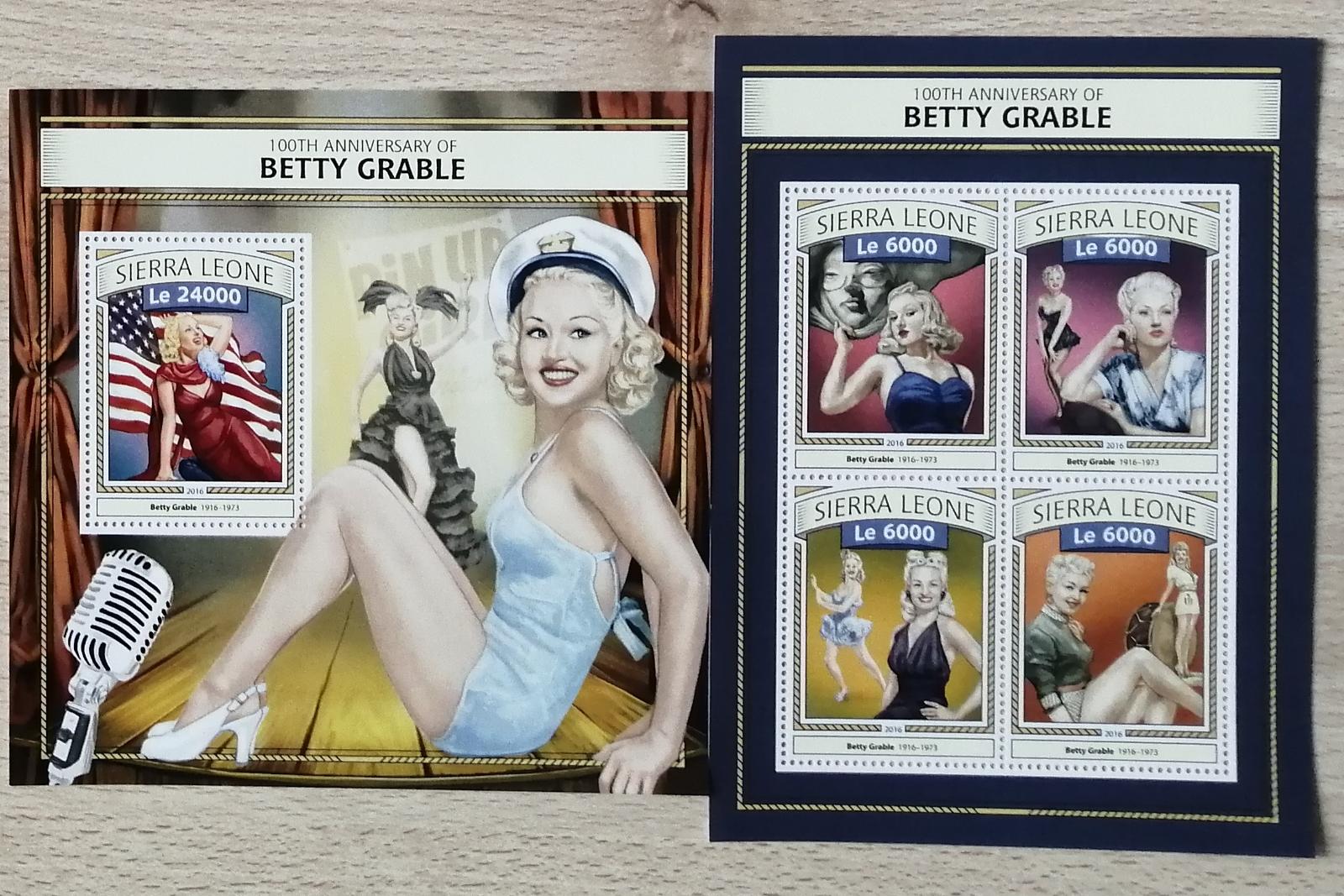 Sierra Leone 2016 Mi.7753-6+Bl.1083 22€ 100 let Betty Grable, herečka