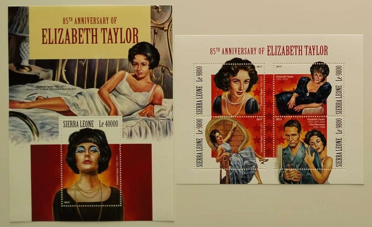 Sierra Leone 2017 22€ 85 let herečky a ikony Elizabeth Taylor