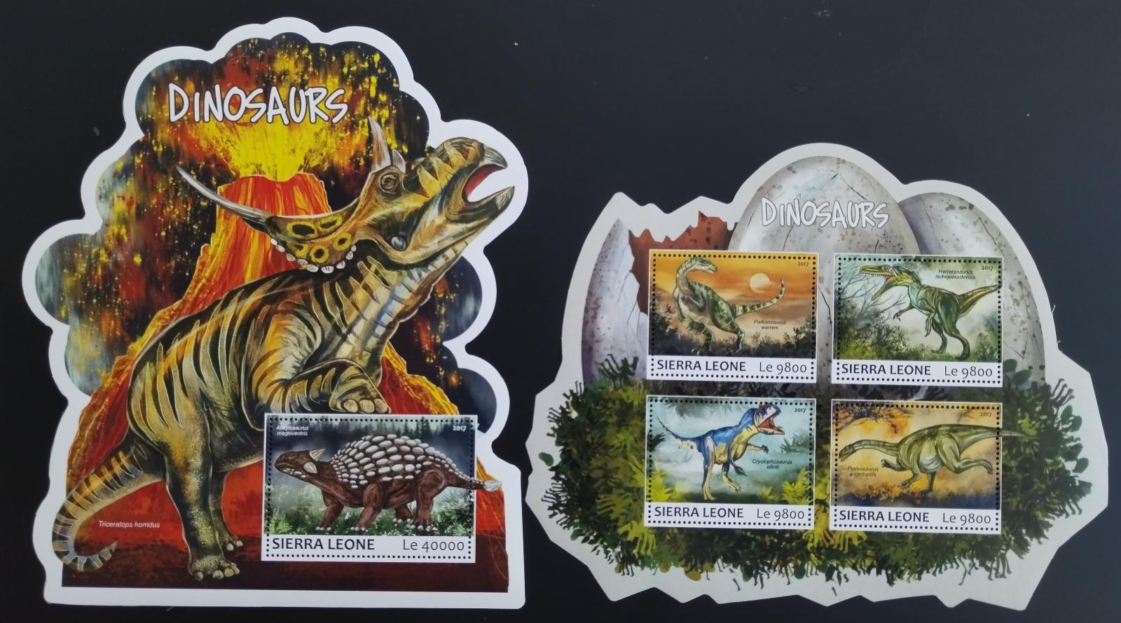 Sierra Leone 2017 Dinosauři a pravěká fauna, Sopky a vulkány