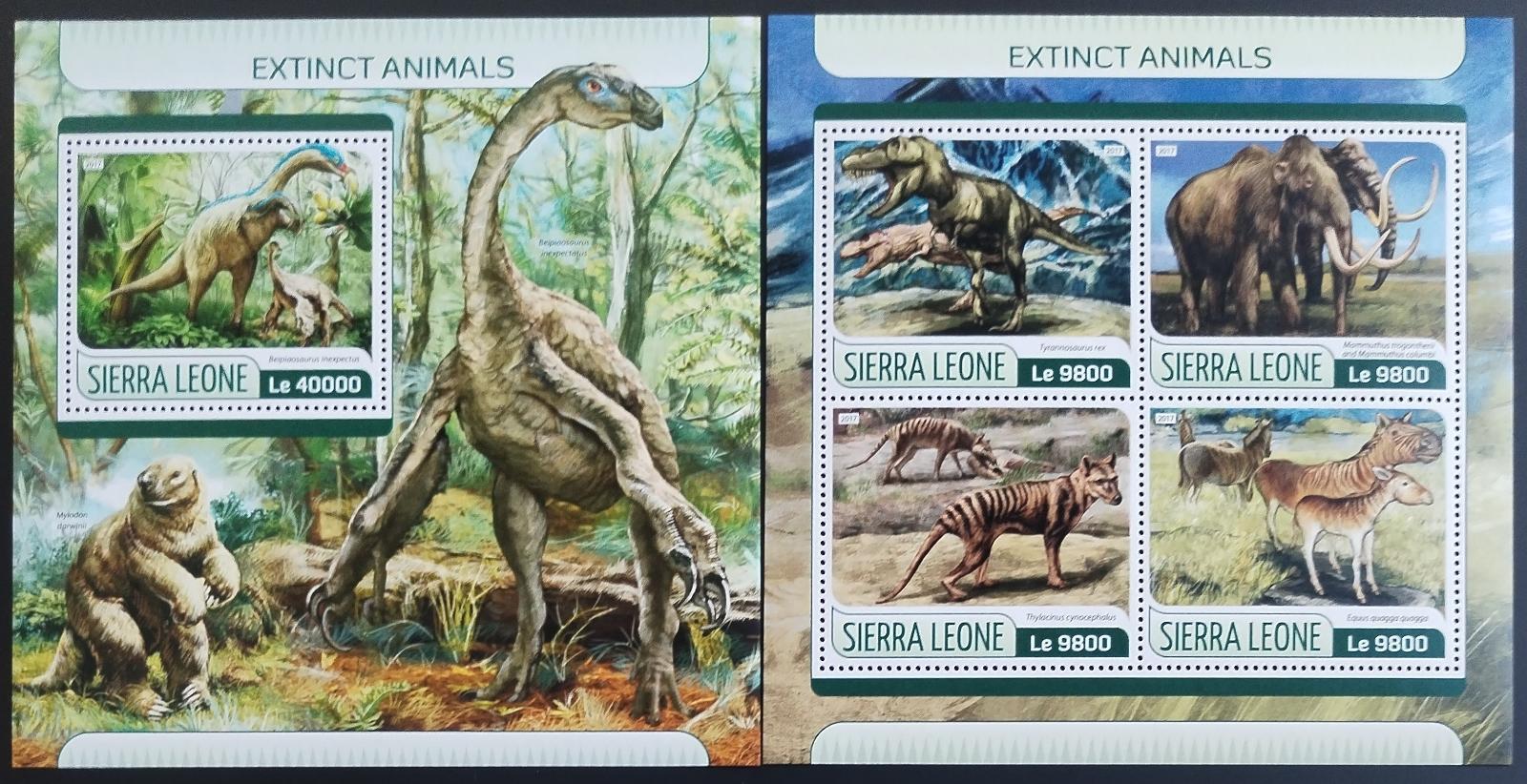 Sierra Leone 2017 Vyhynulé druhy fauny, Pravěká fauna a dinosauři