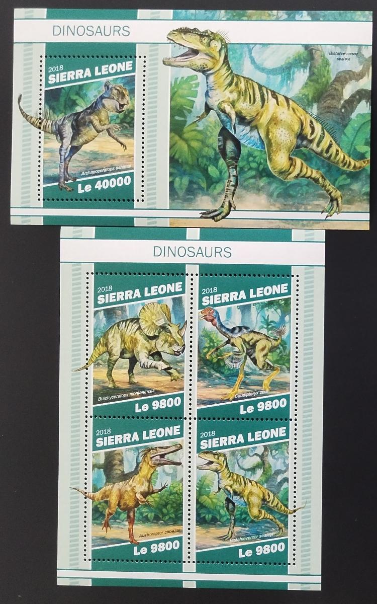 Sierra Leone 2018 Dinosauři a ještěři pravěku