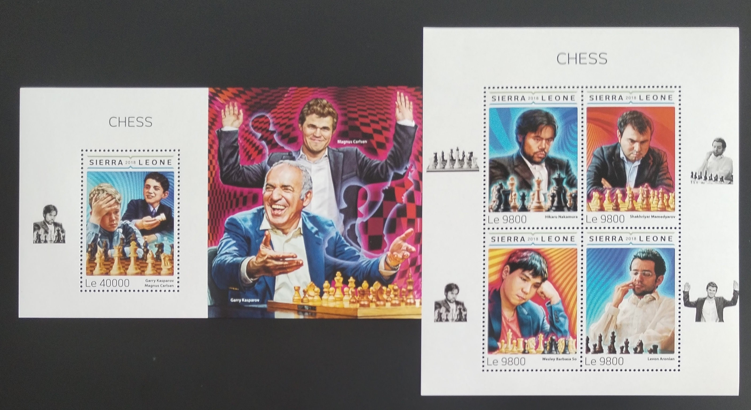 Sierra Leone 2018 Šachy - Carlsen, Nakamura, Kasparov