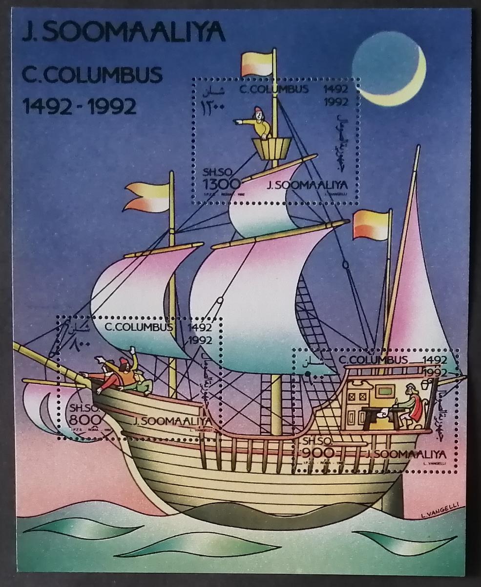 Somálsko 1992 Bl.27 12€ 500 et objevu Ameriky, lodě
