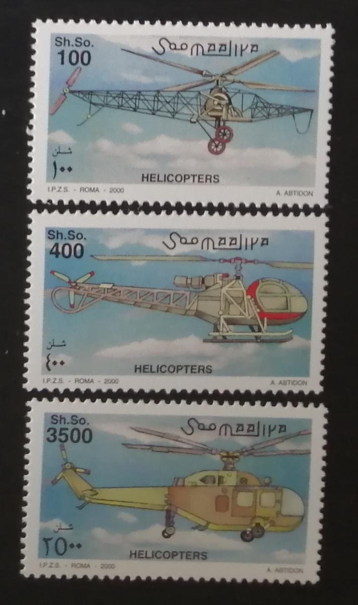 Somálsko 2000 Mi.811-3 16€ Historické vrtulníky, letadla a doprava