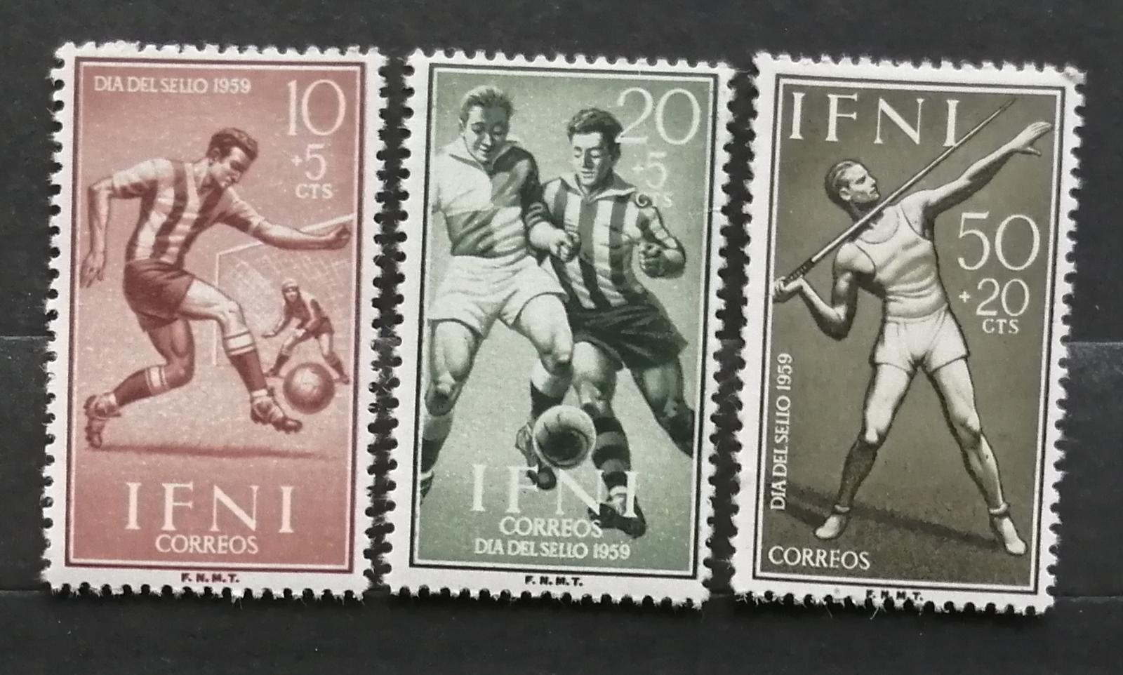Španělské Ifni 1959 Mi.185-7 Den známky, fotbal a sport
