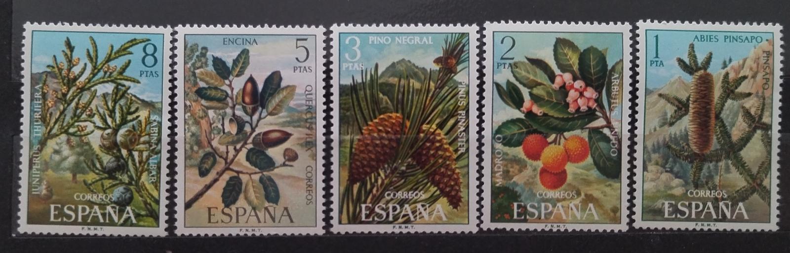 Španělsko 1972 Šišky a stromy, Květiny a flora