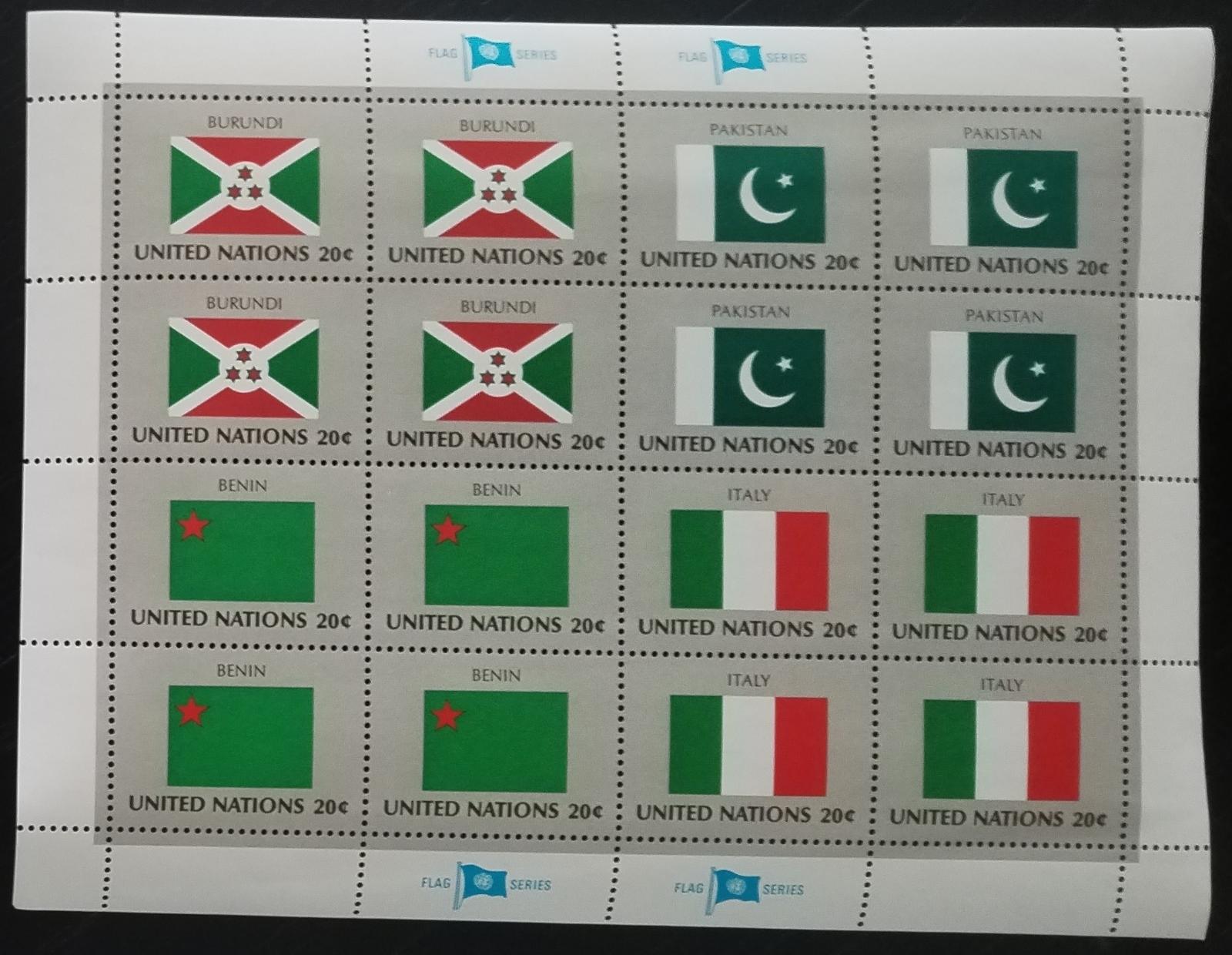 Spojené národy OSN USA 1984 Vlajky členských států - Burundi, Itálie