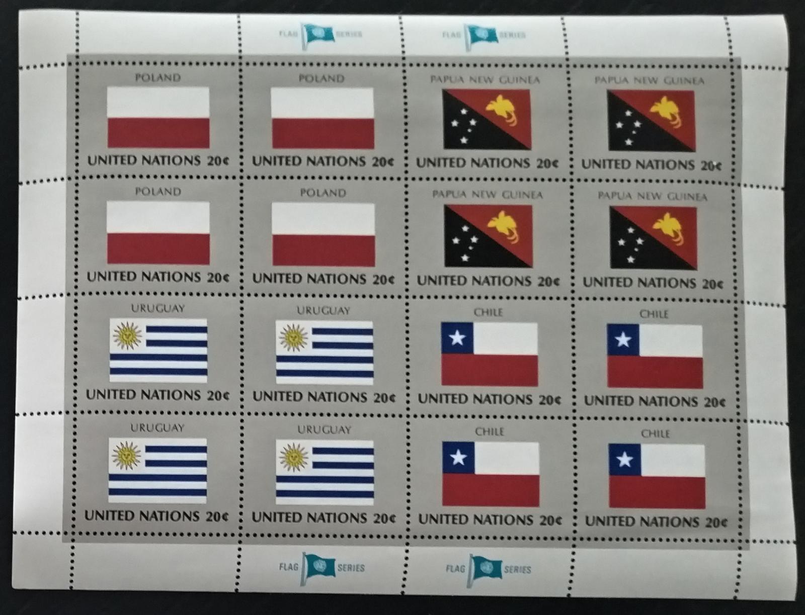 Spojené národy OSN USA 1984 Vlajky členských států - Papua a Polsko